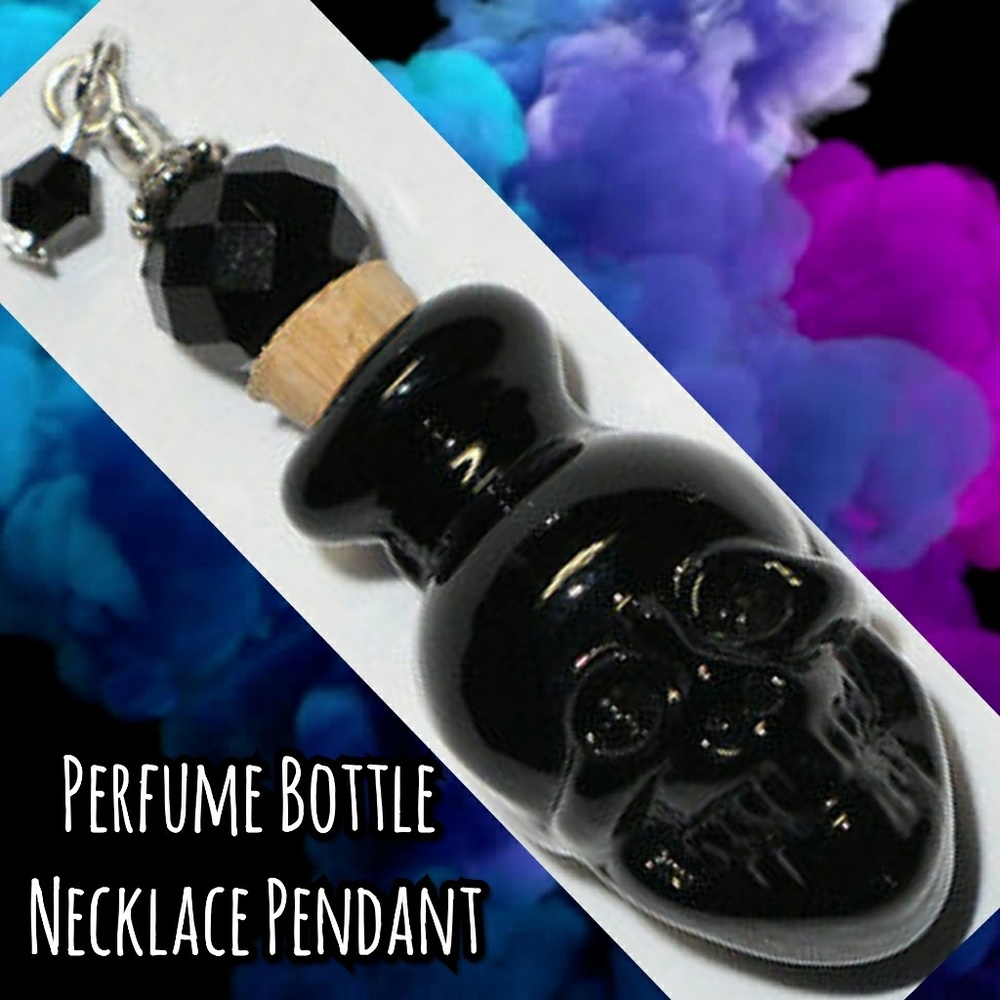 Murano Glass Skull Perfume Bottle Necklace Pendant